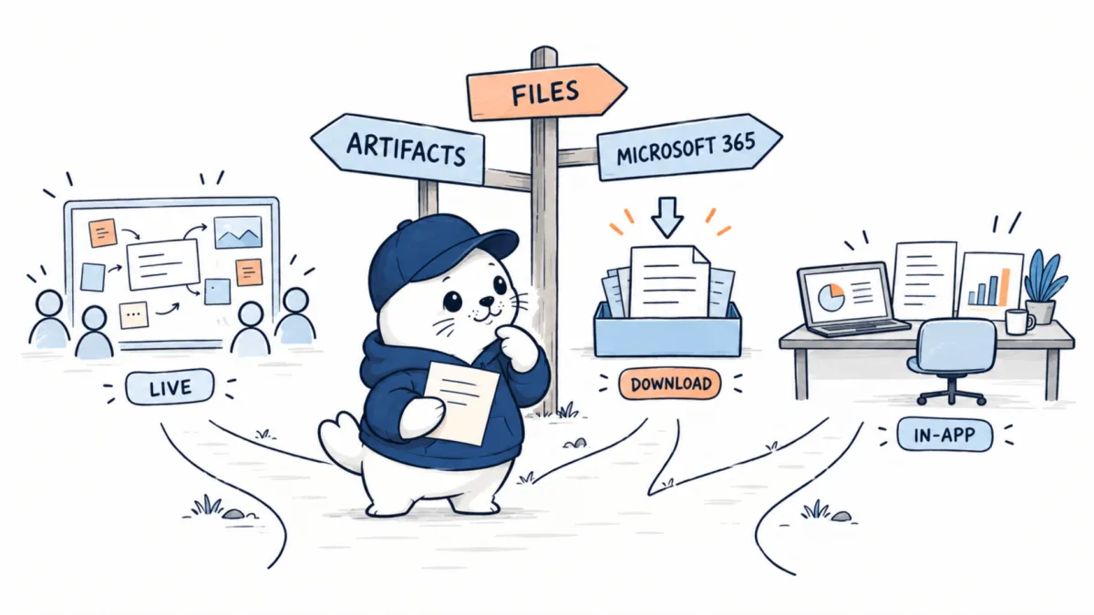 MustHave.ai Seal chooses among Claude Artifacts, downloadable files and Microsoft 365 add-ins