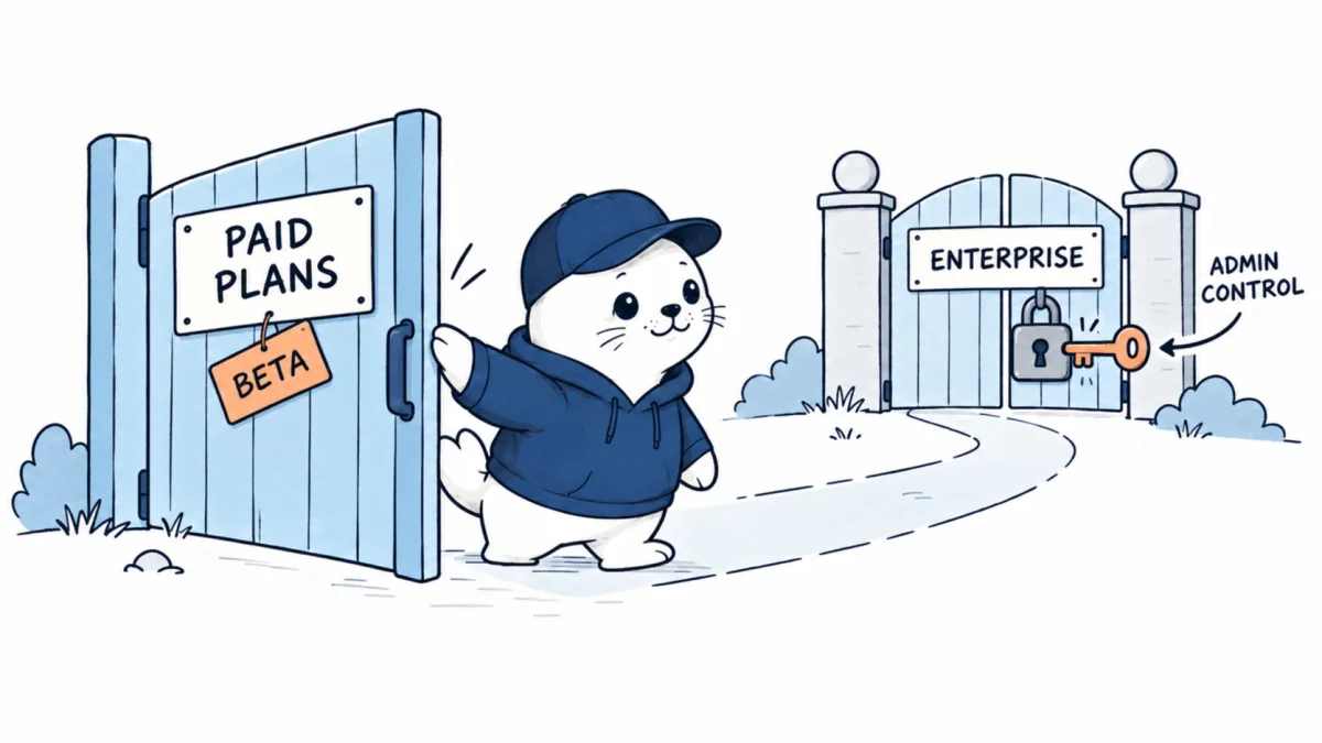 MustHave.ai Seal illustrates paid-plan beta access and enterprise admin controls for Claude tools